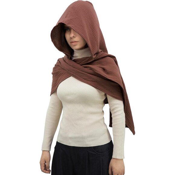 Multifunctional Hooded Cotton Shawl Scarf Cape for Women Men Warm Cozy Fashion - Picture 1 of 7